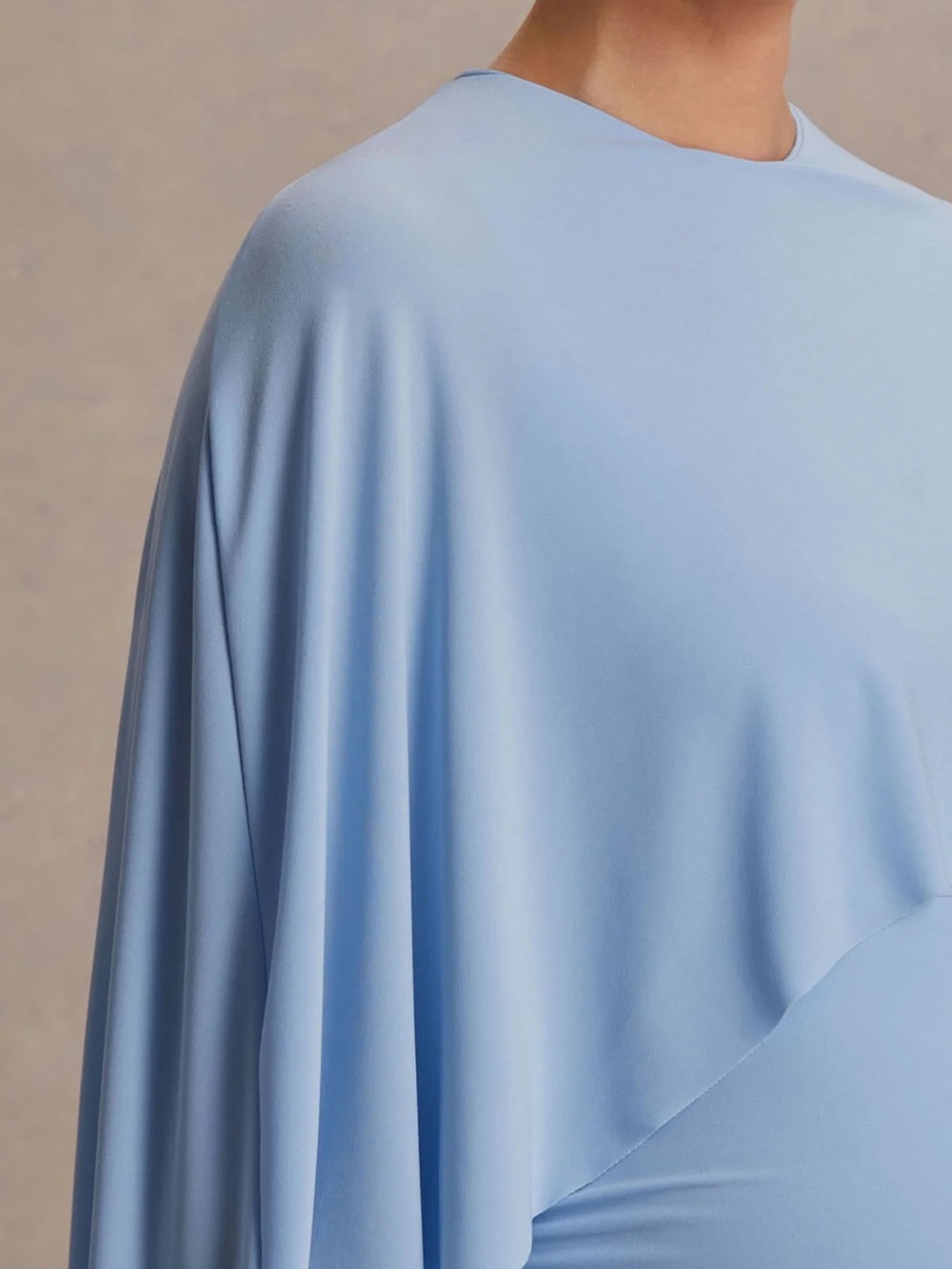 CLUB L LONDON PADMA POWDER BLUE DRAPED MATERNITY MAXI DRESS WITH CAPE SLEEVES - Picture 8 of 11